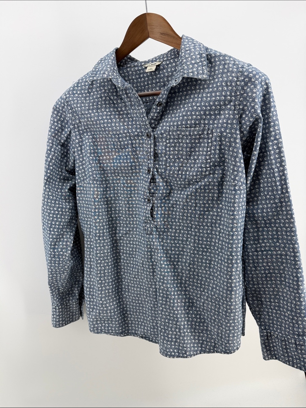 L.L. Bean Indigo Microprint Long-Sleeve Shirt
